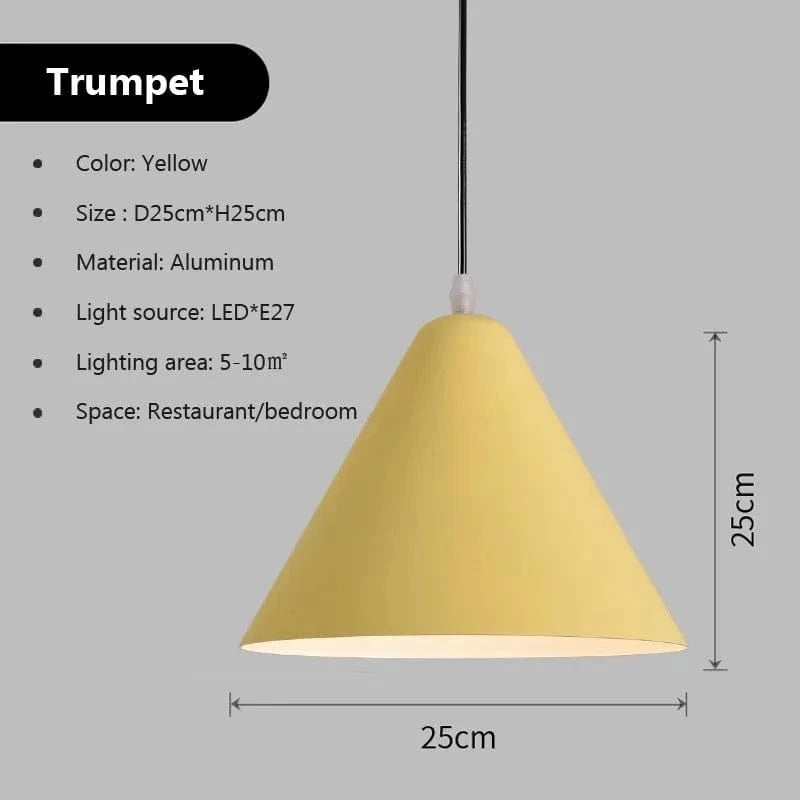 Suspension LED nordique Macaron en Fer | Marco Lucetti PL843 25cm Jaune / Blanc chaud