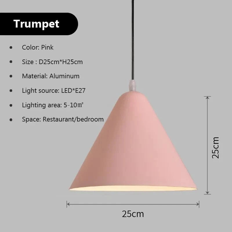 Suspension LED nordique Macaron en Fer | Marco Lucetti PL843 25cm Rose / Blanc chaud