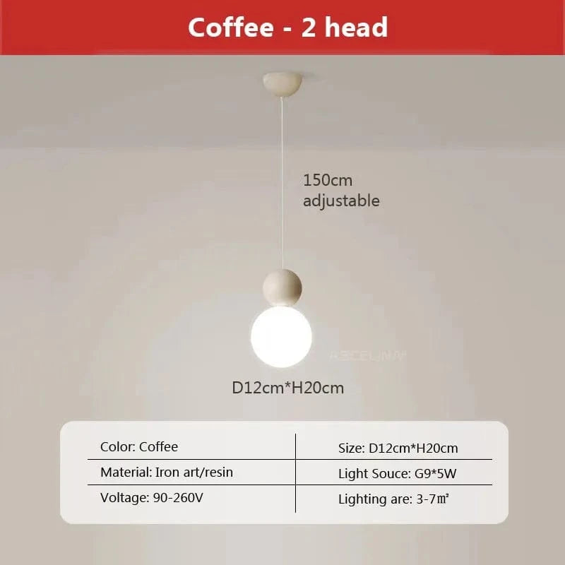 Suspension LED Nordique Minimaliste à 2/3 Têtes - Lumina. | Marco Lucetti LPL125 2H Café / Blanc froid