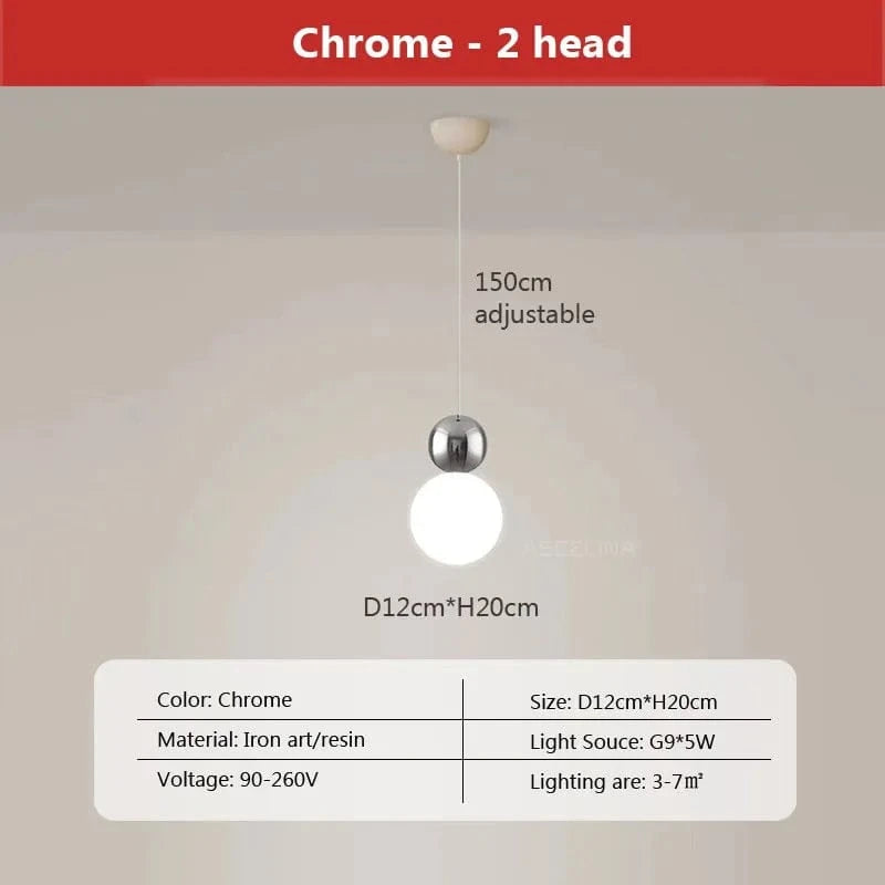 Suspension LED Nordique Minimaliste à 2/3 Têtes - Lumina. | Marco Lucetti LPL125 2H Chromé / Blanc froid