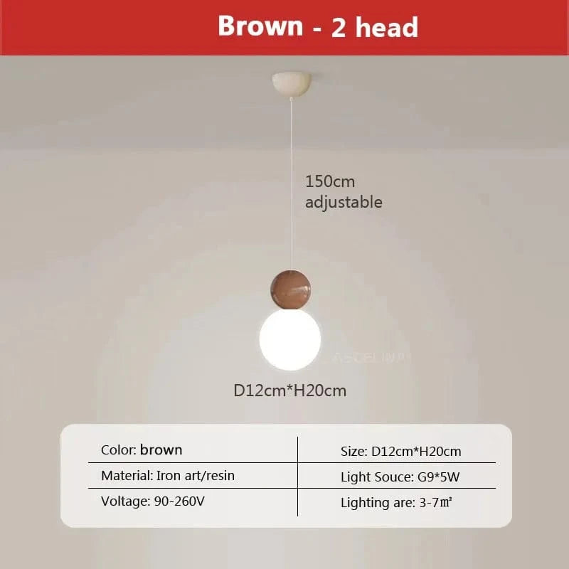 Suspension LED Nordique Minimaliste à 2/3 Têtes - Lumina. | Marco Lucetti LPL125 2H Marron / Blanc froid