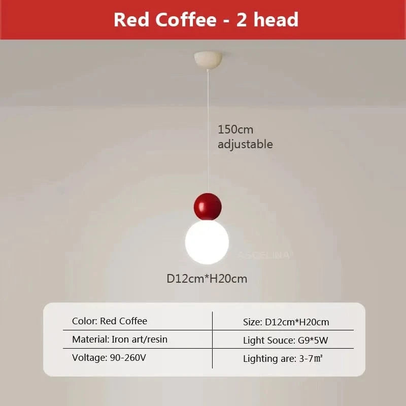 Suspension LED Nordique Minimaliste à 2/3 Têtes - Lumina. | Marco Lucetti LPL125 2H Rouge / Blanc froid