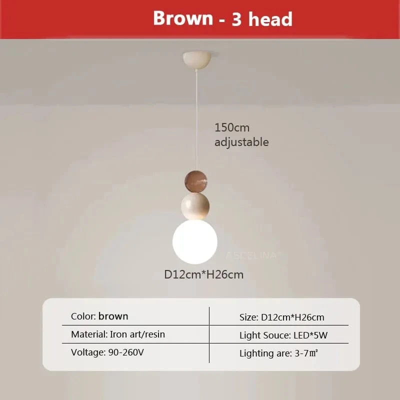 Suspension LED Nordique Minimaliste à 2/3 Têtes - Lumina. | Marco Lucetti LPL125 3H Marron / Blanc froid