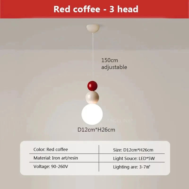 Suspension LED Nordique Minimaliste à 2/3 Têtes - Lumina. | Marco Lucetti LPL125 3H Rouge / Blanc froid