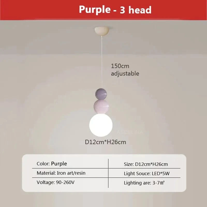 Suspension LED Nordique Minimaliste à 2/3 Têtes - Lumina. | Marco Lucetti LPL125 3H Violet / Blanc froid
