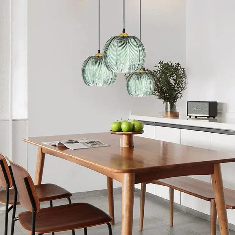Suspension LED Nordique Moderne en Verre Rayé pour Salle à Manger, Cuisine ou Chambre | Marco Lucetti