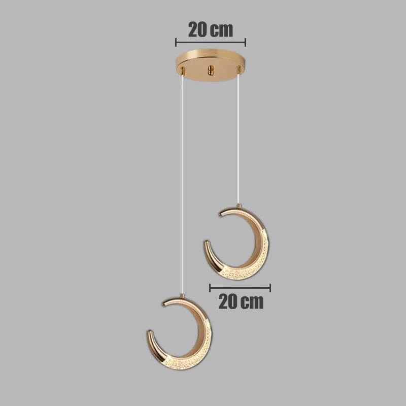 Suspension LED nordique moderne et luxueuse  Édition Premium | Marco Lucetti 2 têtes en forme de lune / 0-5W / Lumière chaude | Chine