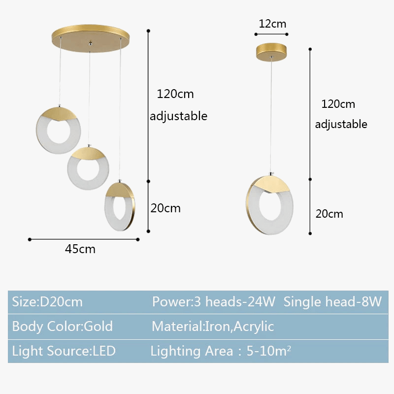 Suspension LED nordique moderne pour cuisine, restaurant et bar | Marco Lucetti