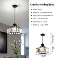 Suspension LED nordique pour cuisine île - Lustre moderne en fer noir et verre  | Marco Lucetti