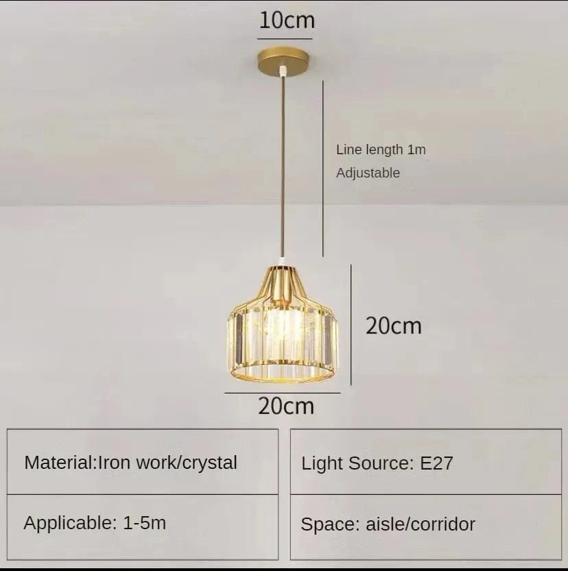 Suspension LED nordique pour cuisine île - Lustre moderne en fer noir et verre  | Marco Lucetti Doré 20CM / Blanc froid