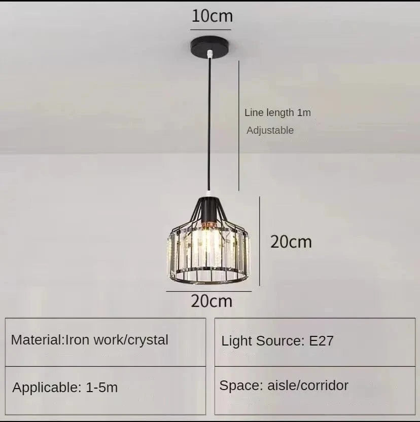 Suspension LED nordique pour cuisine île - Lustre moderne en fer noir et verre  | Marco Lucetti Noir 20CM / Blanc froid