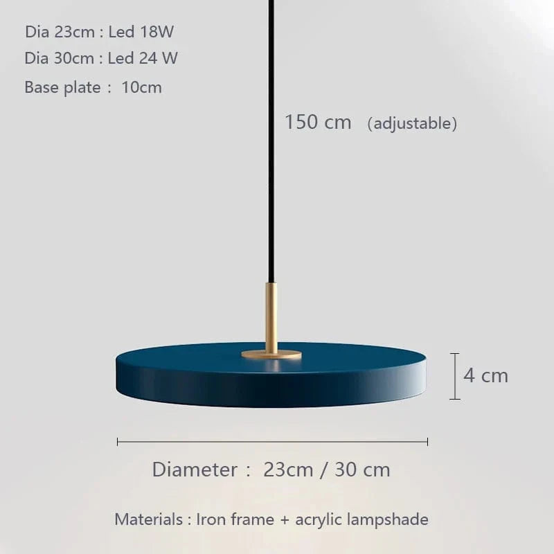 Suspension Led Nordique pour Îlot de Cuisine en Métal - Modèle Moderne Noir, Blanc et Bleu | Marco Lucetti