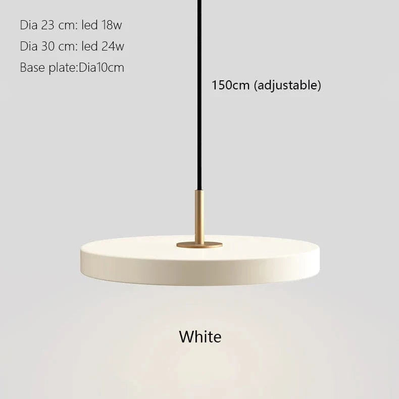 Suspension Led Nordique pour Îlot de Cuisine en Métal - Modèle Moderne Noir, Blanc et Bleu | Marco Lucetti Blanc / Diamètre 23 cm / Blanc froid