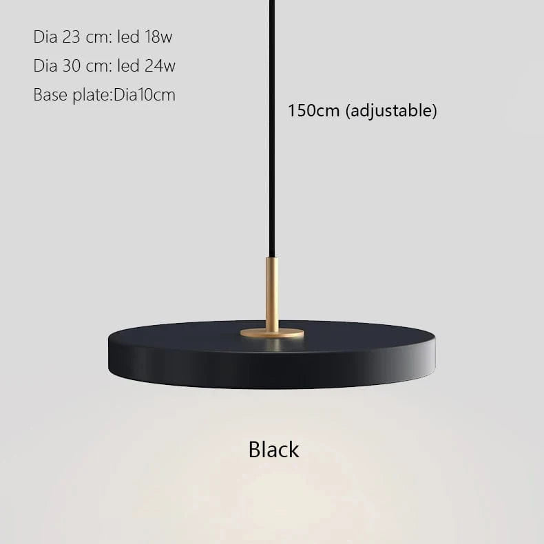 Suspension Led Nordique pour Îlot de Cuisine en Métal - Modèle Moderne Noir, Blanc et Bleu | Marco Lucetti Noir / Diamètre 23 cm / Blanc froid