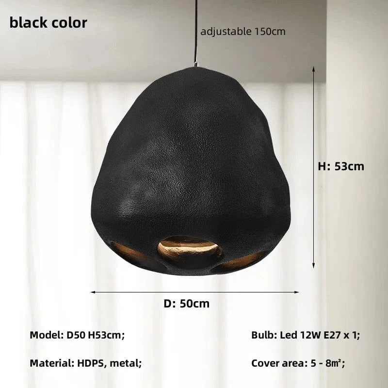 Suspension LED Nordique pour Salle à Manger Wabi Sabi | Marco Lucetti Noir pur D50cm / Lumière blanche 6500K
