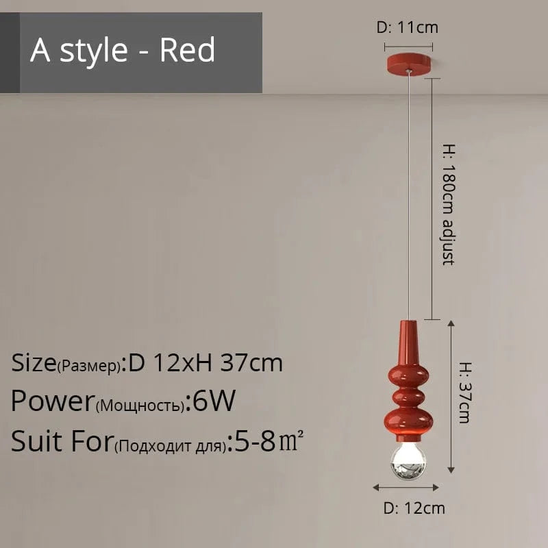 Suspension LED nordique simple et créative | Marco Lucetti DG5108 Rouge D12x37cm