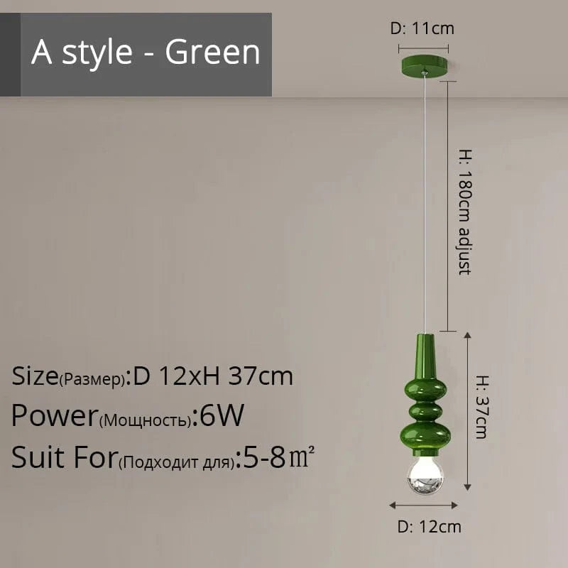 Suspension LED nordique simple et créative | Marco Lucetti DG5108 Vert D12x37