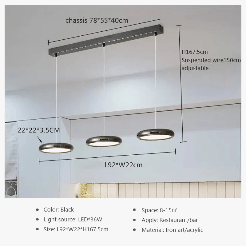 Suspension LED nordiques en fer avec 3 têtes chromées | Marco Lucetti