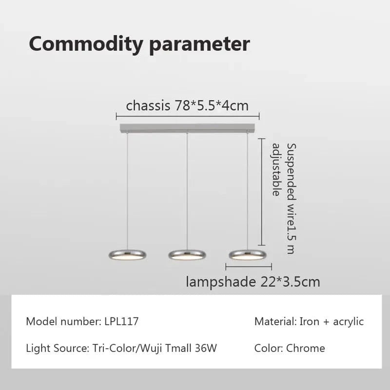 Suspension LED nordiques en fer avec 3 têtes chromées | Marco Lucetti