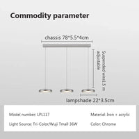Suspension LED nordiques en fer avec 3 têtes chromées | Marco Lucetti