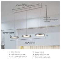 Suspension LED nordiques en fer avec 3 têtes chromées | Marco Lucetti LPL117 Chromé 3H / Blanc froid - Pas de RC