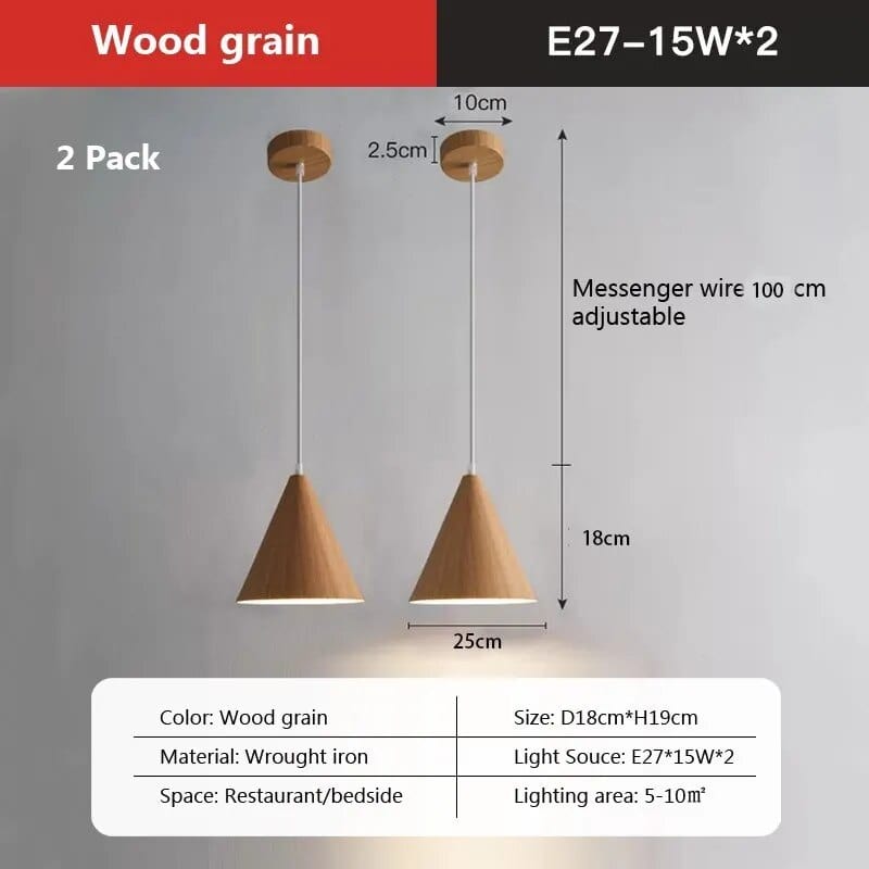 Suspension LED Noyer Massif | Marco Lucetti PL750 Grain de bois 2PC / Blanc froid