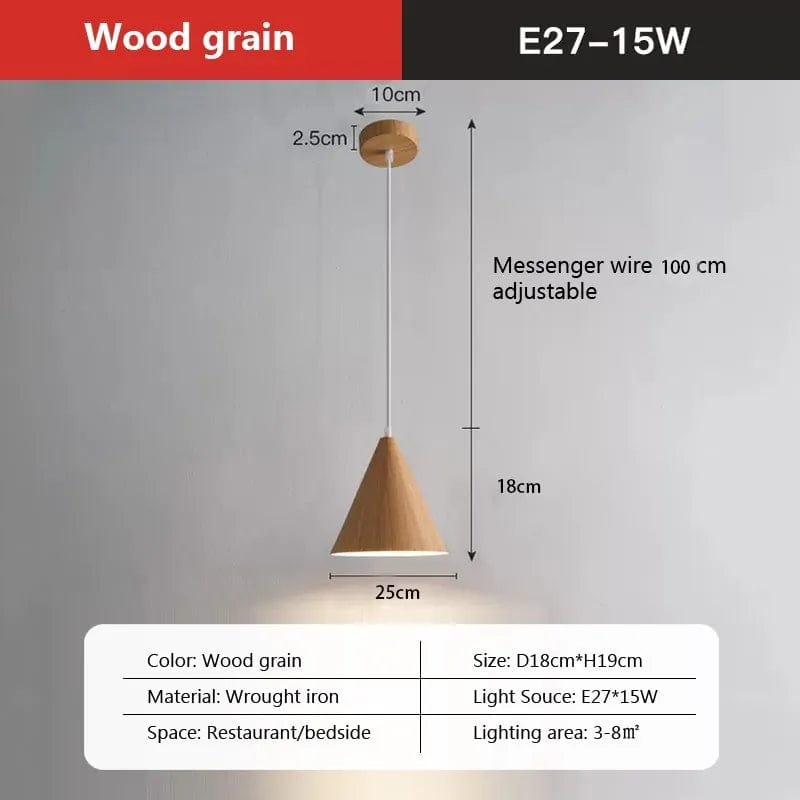 Suspension LED Noyer Massif | Marco Lucetti PL750 Grain de bois / Blanc froid