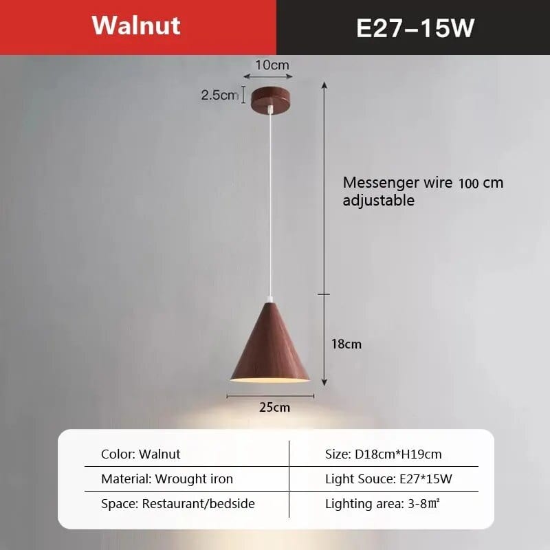 Suspension LED Noyer Massif | Marco Lucetti Walnut PL750 / Blanc froid