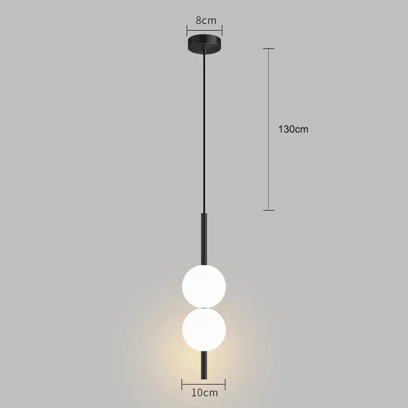 Suspension LED Or et Globe | Marco Lucetti Noir deux boules / Blanc froid