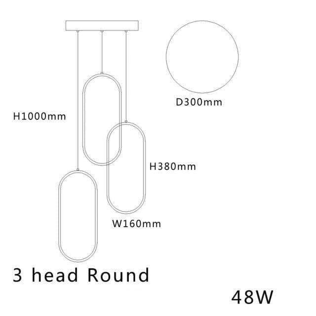 Suspension LED ovale design | Marco Lucetti 3 lampes - 30cm / Noir / Froide