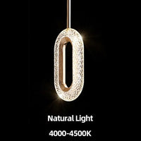 Suspension LED ovale dorée Elaia | Marco Lucetti