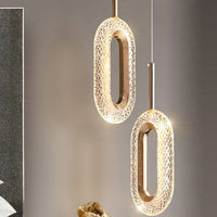 Suspension LED ovale dorée Elaia | Marco Lucetti