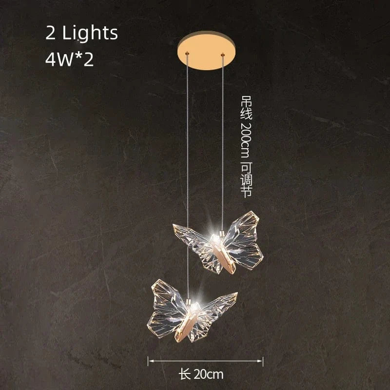 Suspension LED papillon design nordique moderne pour une décoration intérieure tendance | Marco Lucetti 2 lumières-A / Blanc chaud