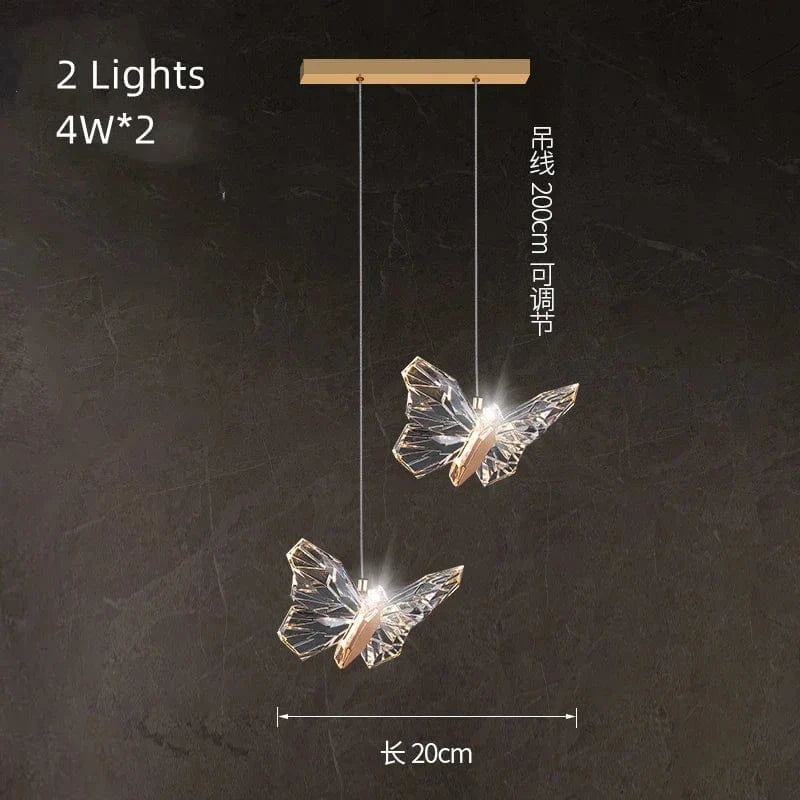 Suspension LED papillon design nordique moderne pour une décoration intérieure tendance | Marco Lucetti 2 lumières-B / Blanc chaud