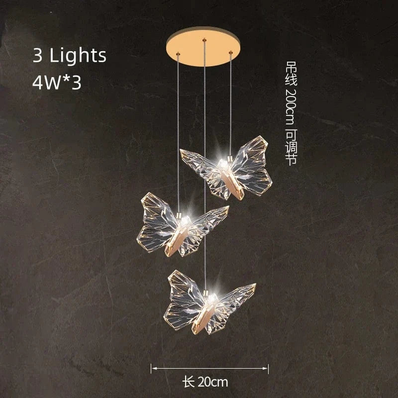 Suspension LED papillon design nordique moderne pour une décoration intérieure tendance | Marco Lucetti 3 lumières-A / Blanc chaud
