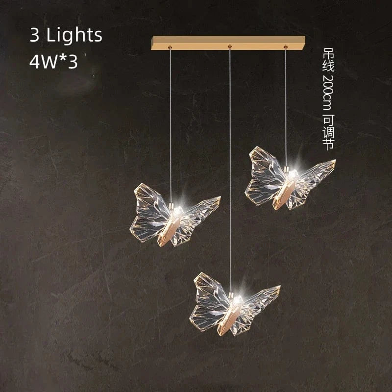 Suspension LED papillon design nordique moderne pour une décoration intérieure tendance | Marco Lucetti 3 lumières-B / Blanc chaud