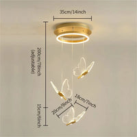 Suspension LED papillon en acrylique au design contemporain | Marco Lucetti Transparent 3 têtes / Blanc naturel