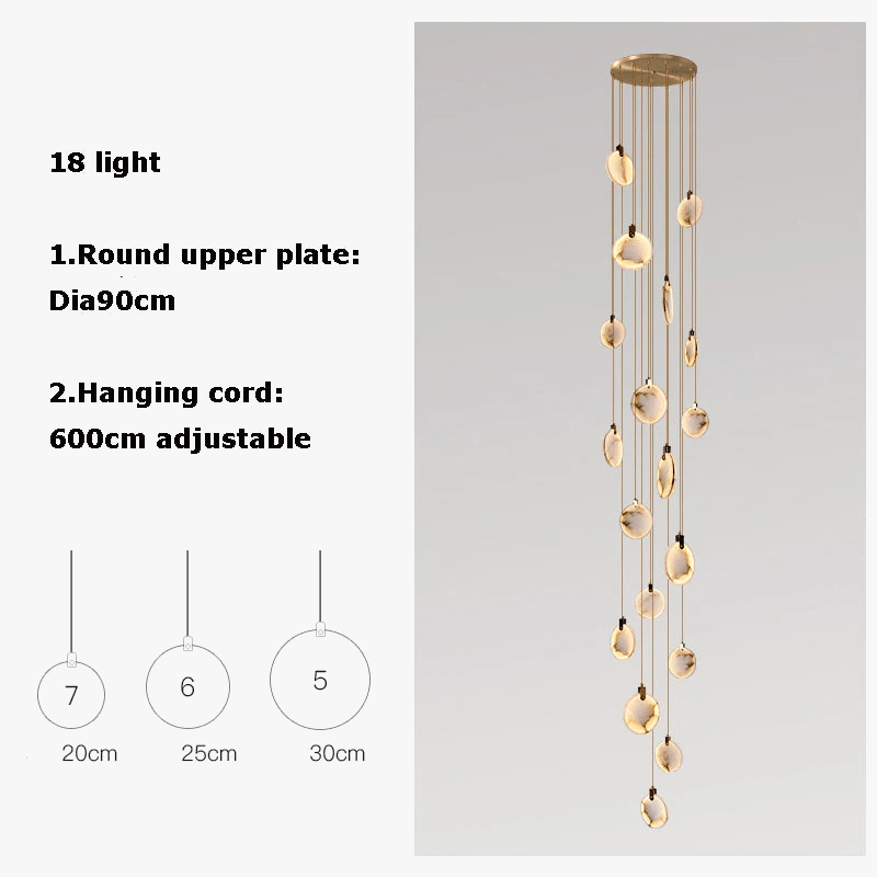 Suspension LED Postmoderne en Acier Inoxydable et Marbre AURA | Marco Lucetti