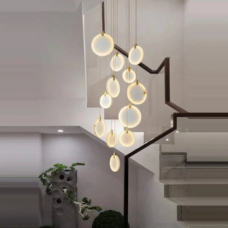 Suspension LED Postmoderne en Acier Inoxydable et Marbre AURA | Marco Lucetti