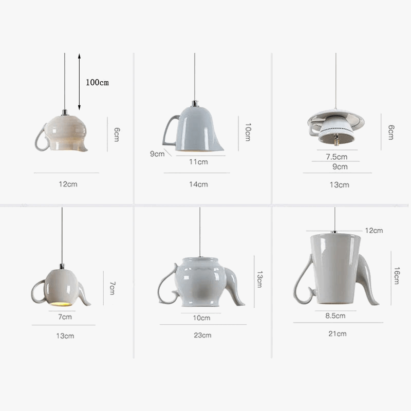 Suspension LED pour service de thé en céramique innovant | Marco Lucetti