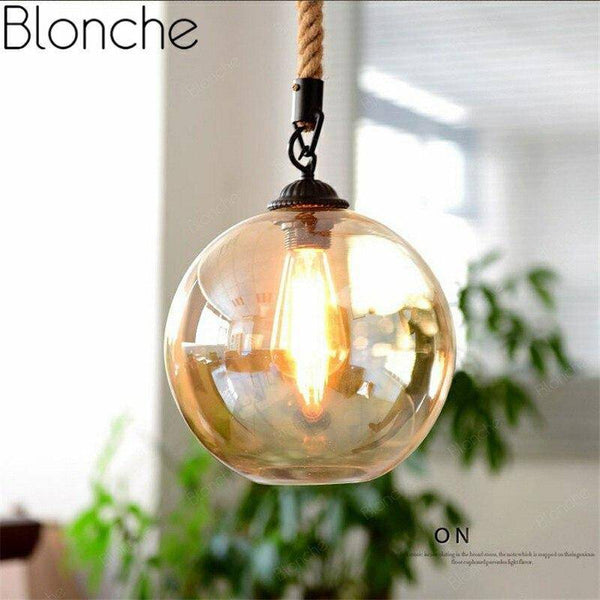 Suspension LED Rétro en Verre Fumé - Collection Rope | Marco Lucetti