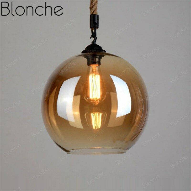 Suspension LED Rétro en Verre Fumé - Collection Rope | Marco Lucetti Boule 20cm