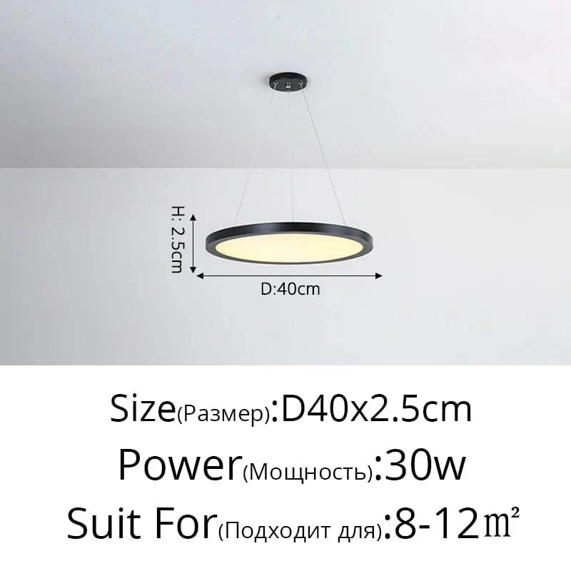 Suspension LED Ronde Dorée Moderne - Tendance Lumière | Marco Lucetti Noir D40x2,5cm 30W / Blanc froid, pas de télécommande