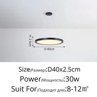 Suspension LED Ronde Dorée Moderne - Tendance Lumière | Marco Lucetti Noir D40x2,5cm 30W / Blanc froid, pas de télécommande