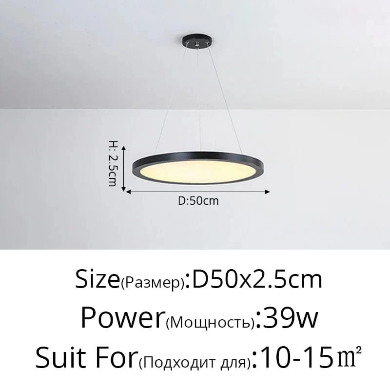 Suspension LED Ronde Dorée Moderne - Tendance Lumière | Marco Lucetti Noir D50x2,5cm 39W / Blanc froid, pas de télécommande