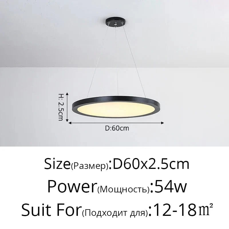 Suspension LED Ronde Dorée Moderne - Tendance Lumière | Marco Lucetti Noir D60x2,5cm 54W / Blanc froid, pas de télécommande