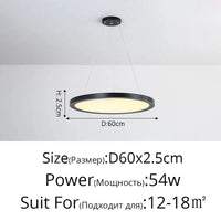 Suspension LED Ronde Dorée Moderne - Tendance Lumière | Marco Lucetti Noir D60x2,5cm 54W / Blanc froid, pas de télécommande