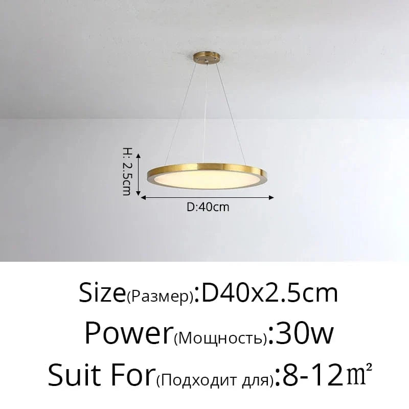 Suspension LED Ronde Dorée Moderne - Tendance Lumière | Marco Lucetti Or D40x2,5cm 30W / Blanc froid, pas de télécommande