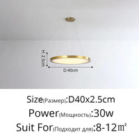 Suspension LED Ronde Dorée Moderne - Tendance Lumière | Marco Lucetti Or D40x2,5cm 30W / Blanc froid, pas de télécommande