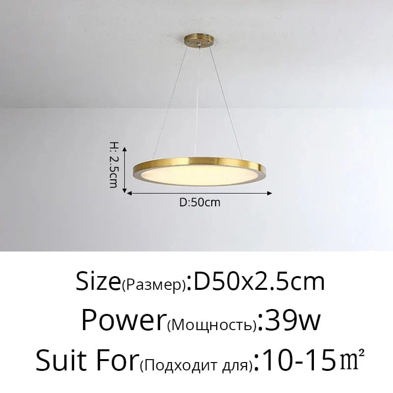 Suspension LED Ronde Dorée Moderne - Tendance Lumière | Marco Lucetti Or D50x2,5cm 39W / Blanc froid, pas de télécommande